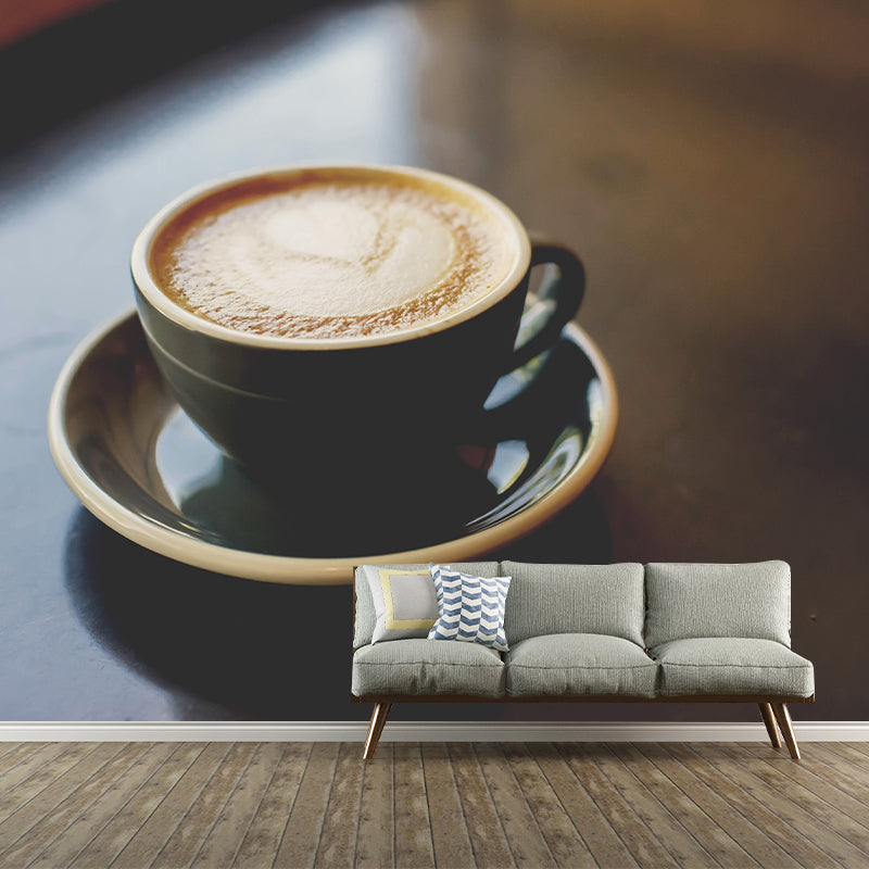 Light Color Coffee Mural Wallpaper Contemporary Mildew Resistant Commerce Shop Decoration