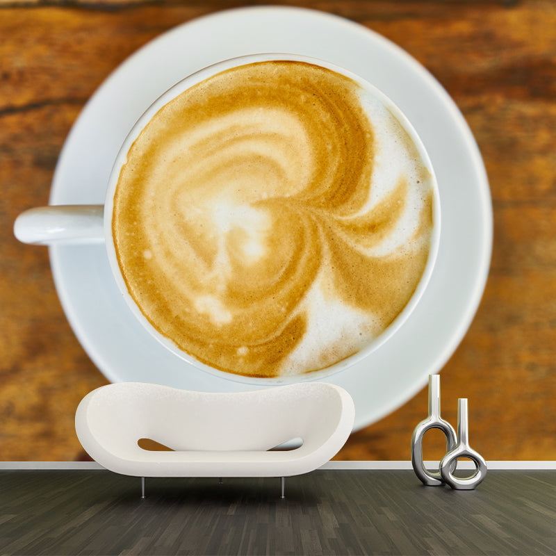 Light Color Coffee Mural Wallpaper Contemporary Mildew Resistant Commerce Shop Decoration