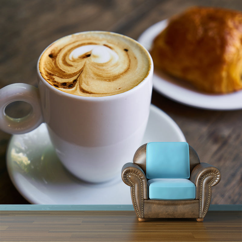 Light Color Coffee Mural Wallpaper Contemporary Mildew Resistant Commerce Shop Decoration