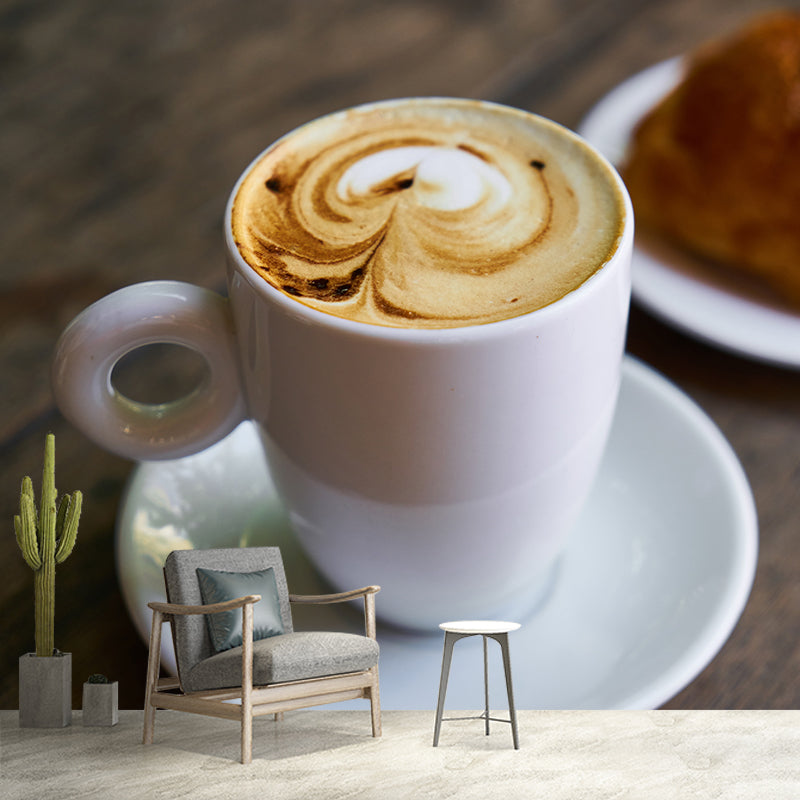 Lichtgekleurd koffiemuurschilderingbehang Hedendaagse schimmelbestendige winkeldecoratie