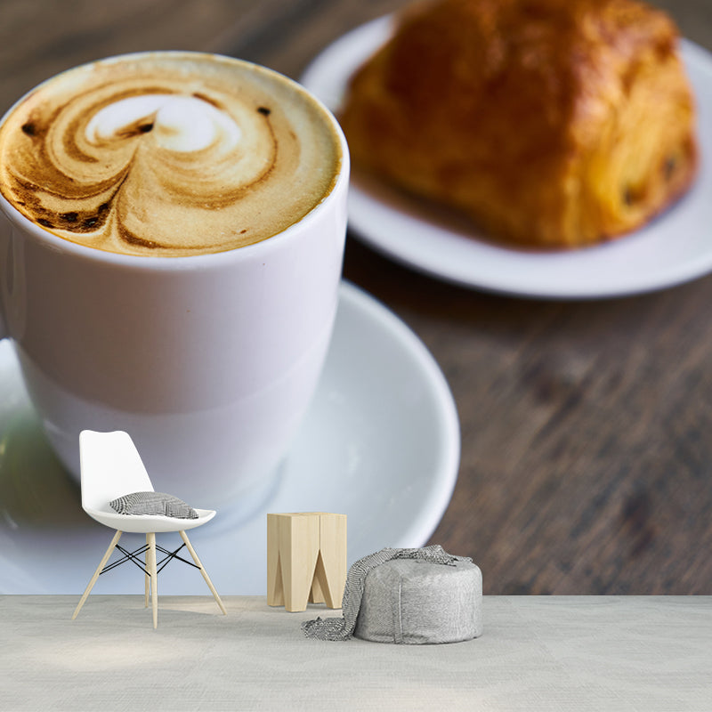 Lichtgekleurd koffiemuurschilderingbehang Hedendaagse schimmelbestendige winkeldecoratie