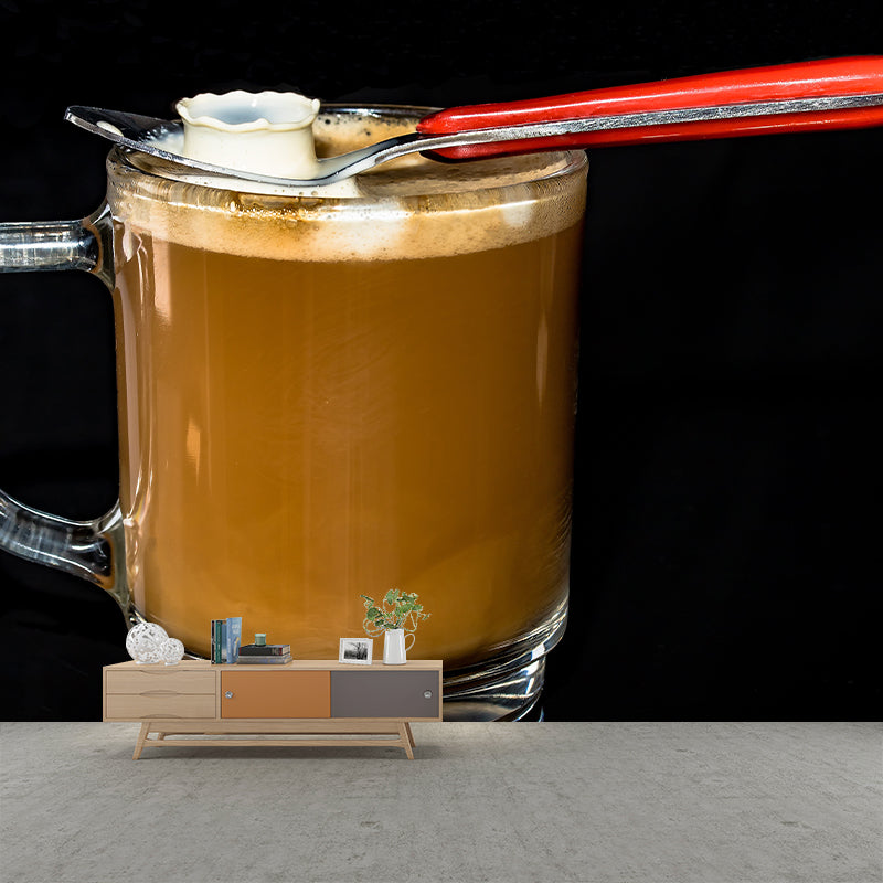 Aromatic Coffee Mural Wallpaper Contemporary Mildew Resistant Commerce Shop Decoration