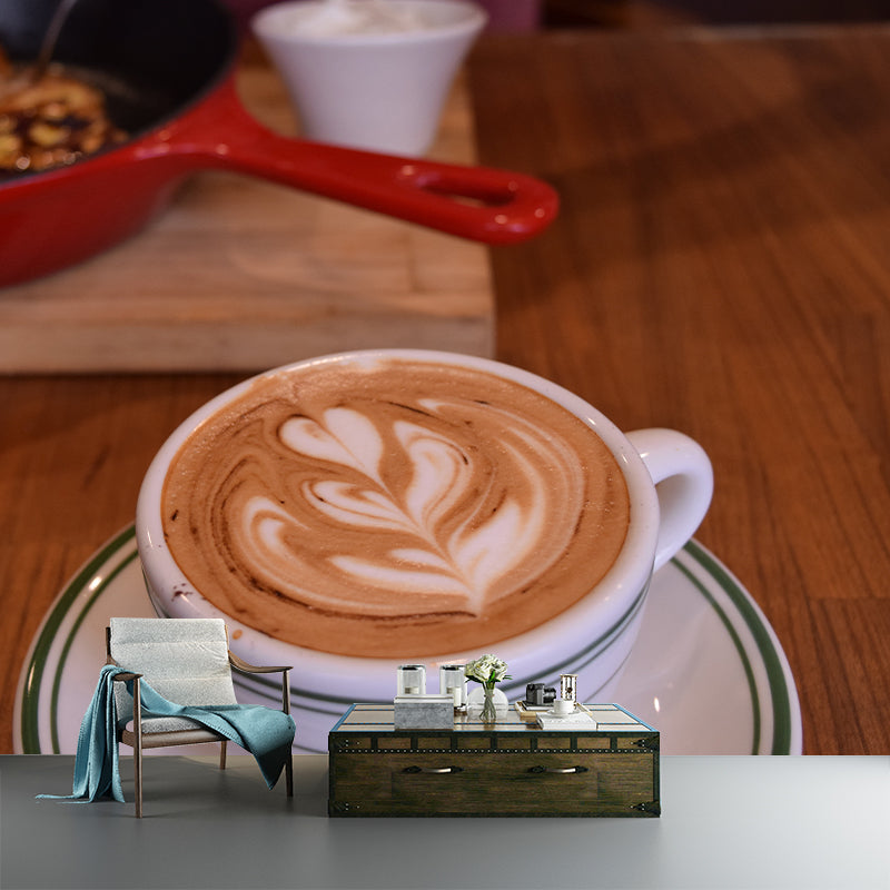 Aromatic Coffee Mural Wallpaper Contemporary Mildew Resistant Commerce Shop Decoration