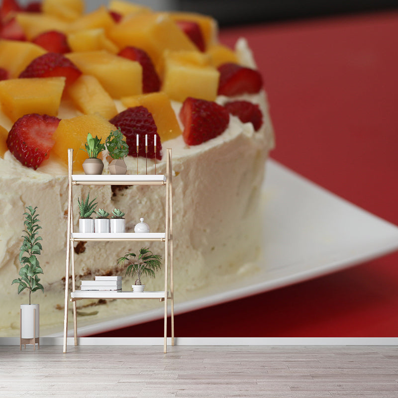 Cake Mural Wallpaper Contemporary Mildew Resistant Commerce Shop Decoration