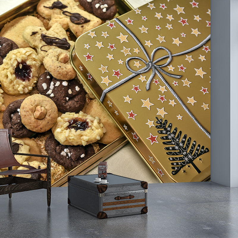 Cookies Mural Wallpaper Contemporary Mildew Resistant Commerce Shop Decoration