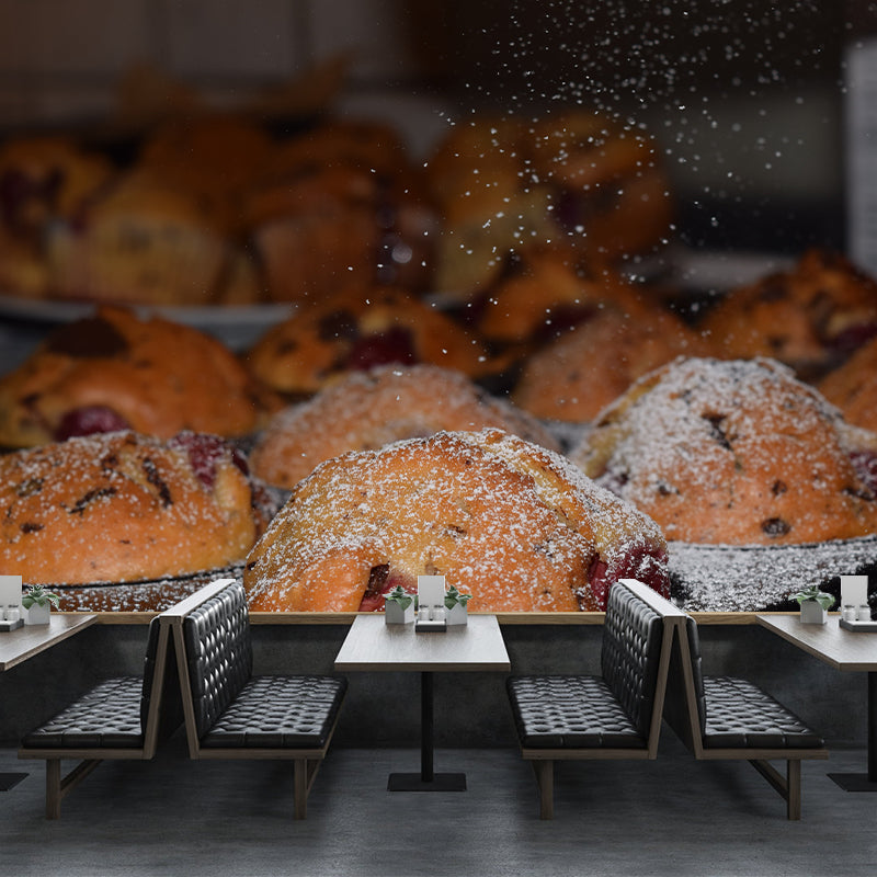 Minimalism Muffin Mural Photography Horizontal Wall Covering for Dessert Shop