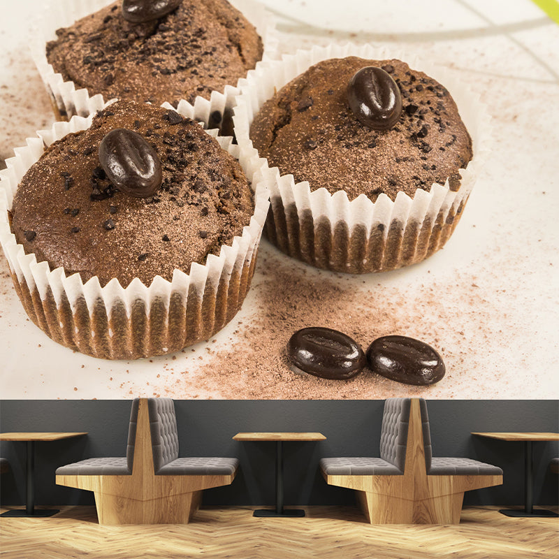 Customized Tasty Muffin Mildew Resistant Mural Wallpaper for Baking Shop