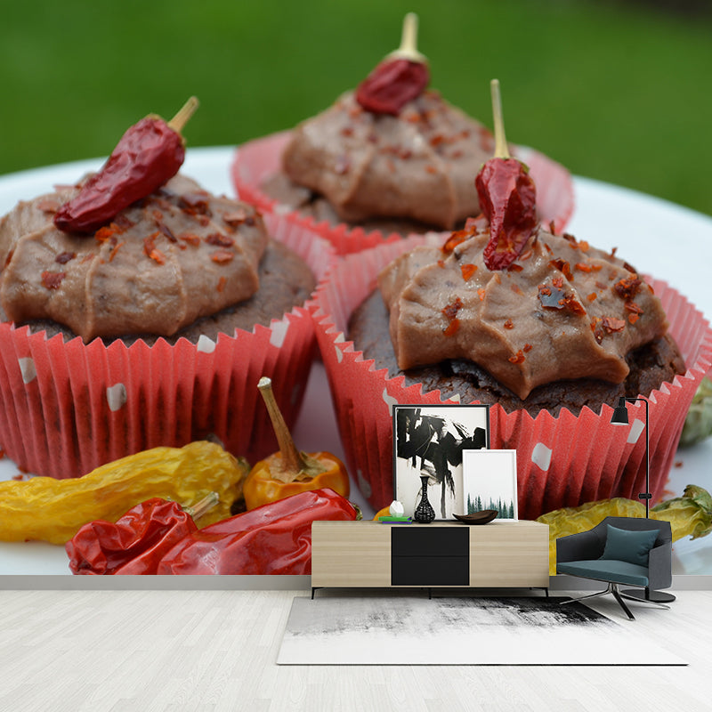 Mini Muffin Mural Wallpaper Contemporary Mildew Resistant Commerce Shop Decoration