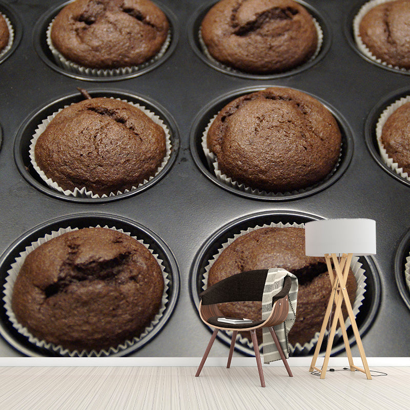 Mini Muffin Mural Wallpaper Contemporary Mildew Resistant Commerce Shop Decoration