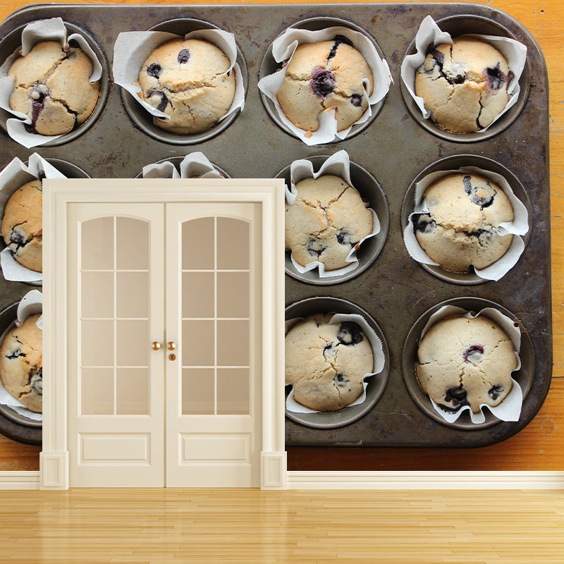 Minimalism Muffin Dessert Mural Photography Wall Covering for Dessert Shop Baking Shop