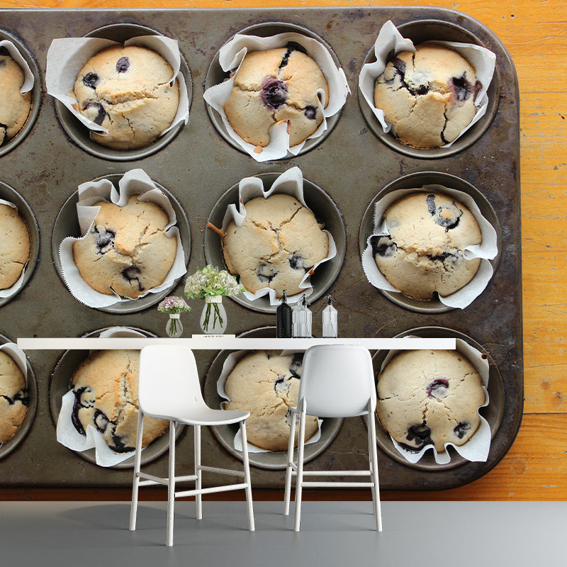 Minimalism Muffin Dessert Mural Photography Wall Covering for Dessert Shop Baking Shop