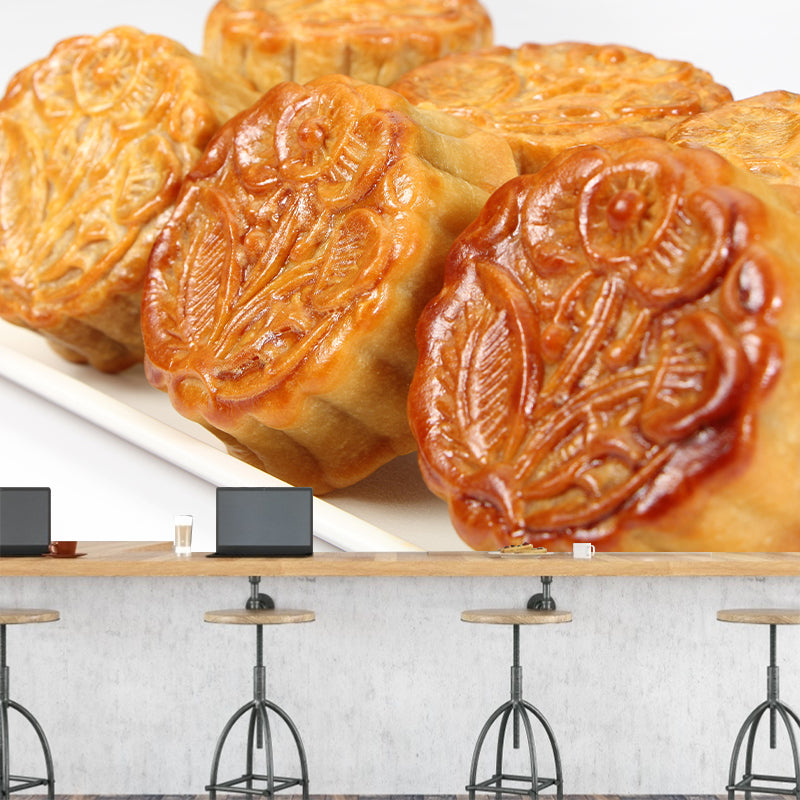 Mooncake Mural Wallpaper Contemporary Mildew Resistant Commerce Shop Decoration