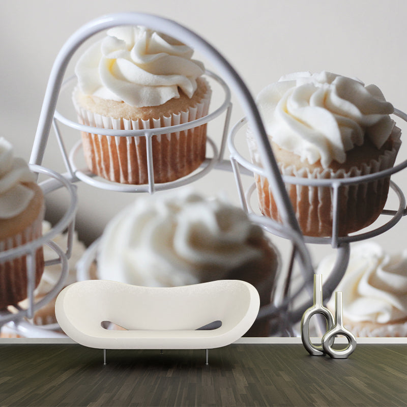 Cup Cake Mural Wallpaper Simple Mildew Resistant Commerce Shop Decoration
