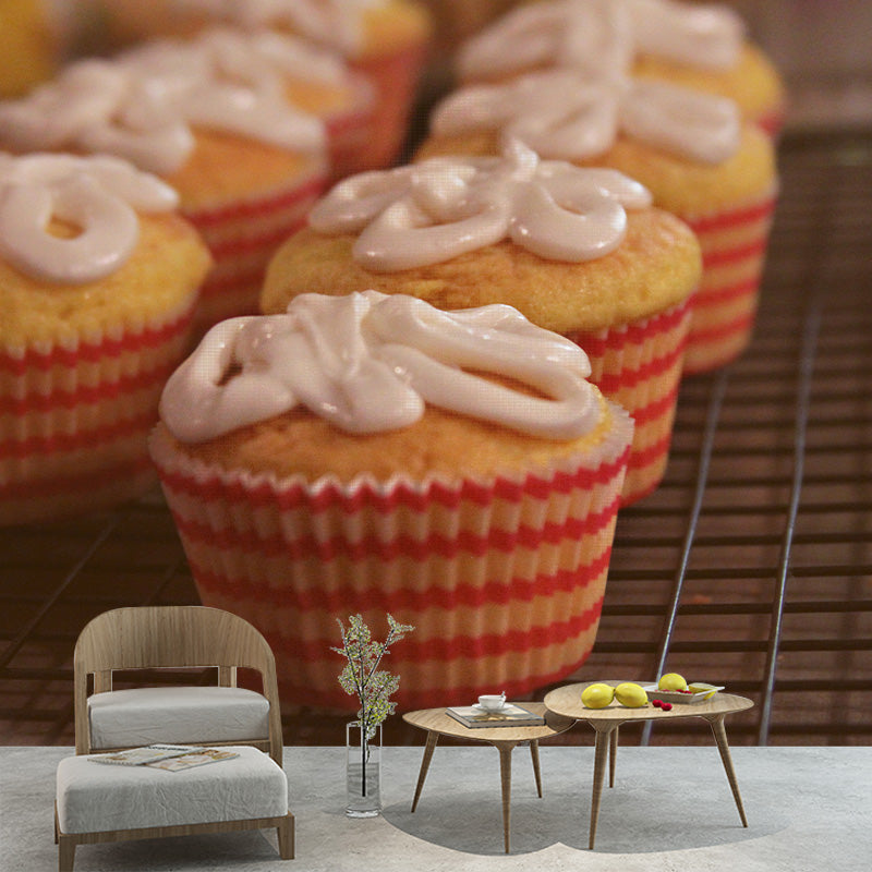 Cup Cake Mural Wallpaper Simple Mildew Resistant Commerce Shop Decoration