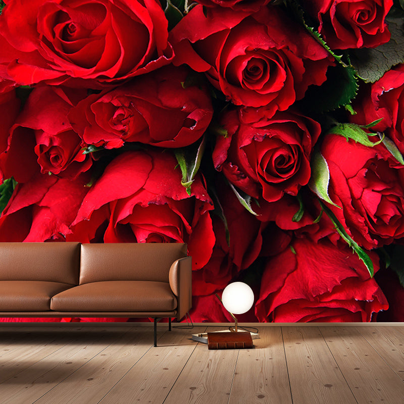 Rose Mural Wallpaper Flower Wall Decor for Girls Bedroom, Made to Measure