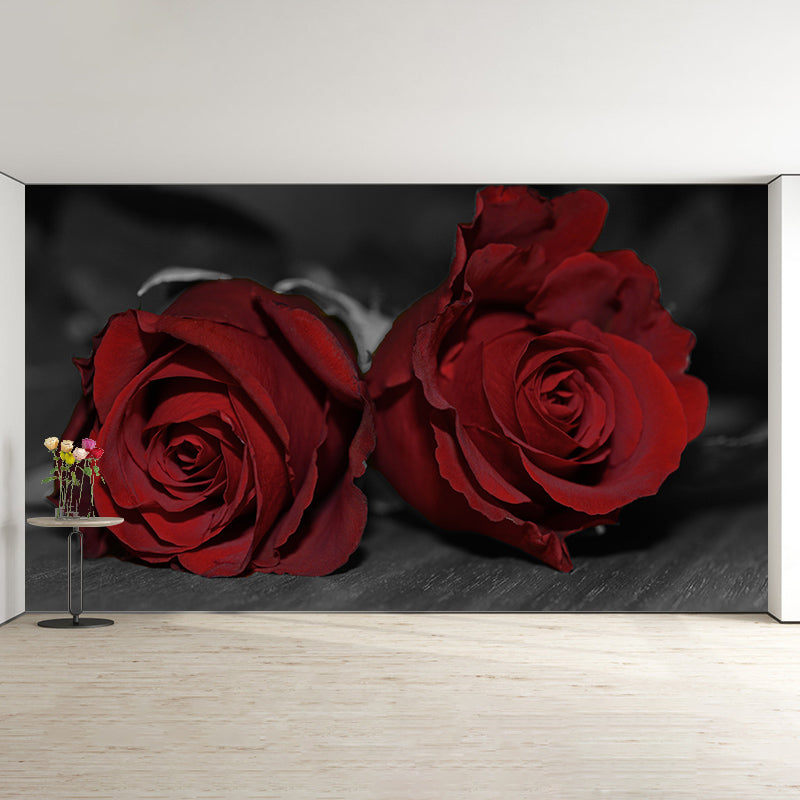 Rose Mural Wallpaper Flower Wall Decor for Girls Bedroom, Made to Measure