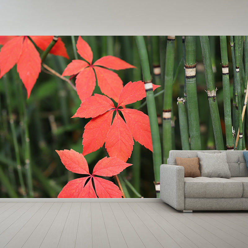 Green Bamboo Wall Decor for Bedroom Living Room Waterproofing, Made to Measure