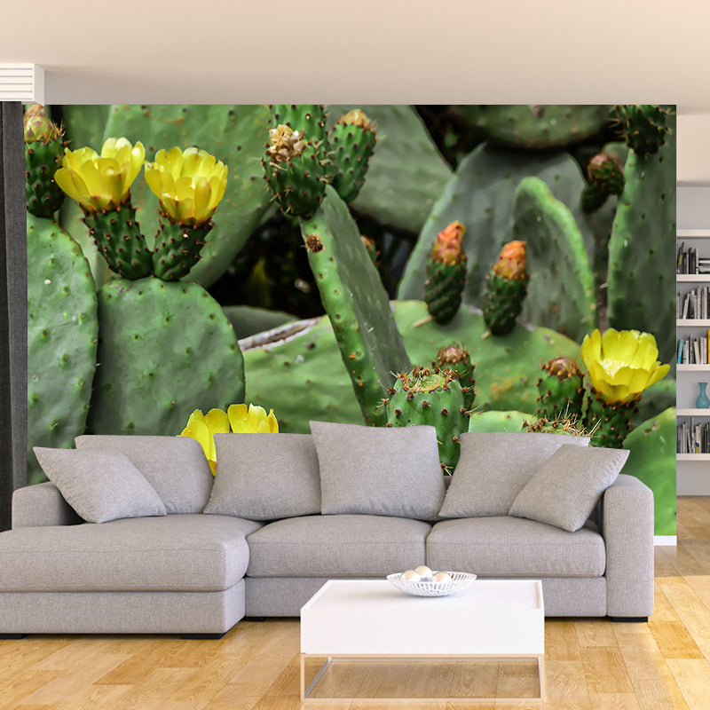 House Interior Wall Mural Tropical Prickly Pear for Sitting Room, Water Resistant
