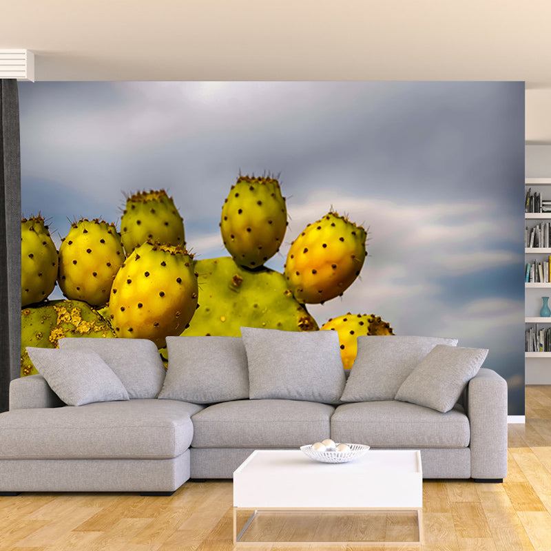 House Interior Wall Mural Tropical Prickly Pear for Sitting Room, Water Resistant