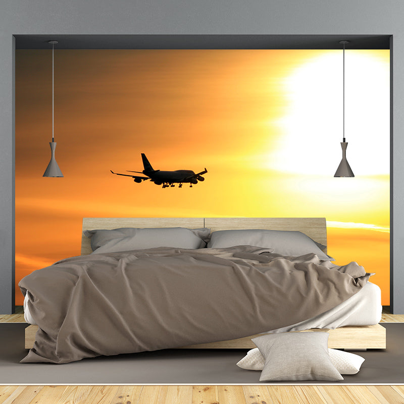 Modern Airplane Transportation Mural Wallpaper for Living Room, Waterproofing
