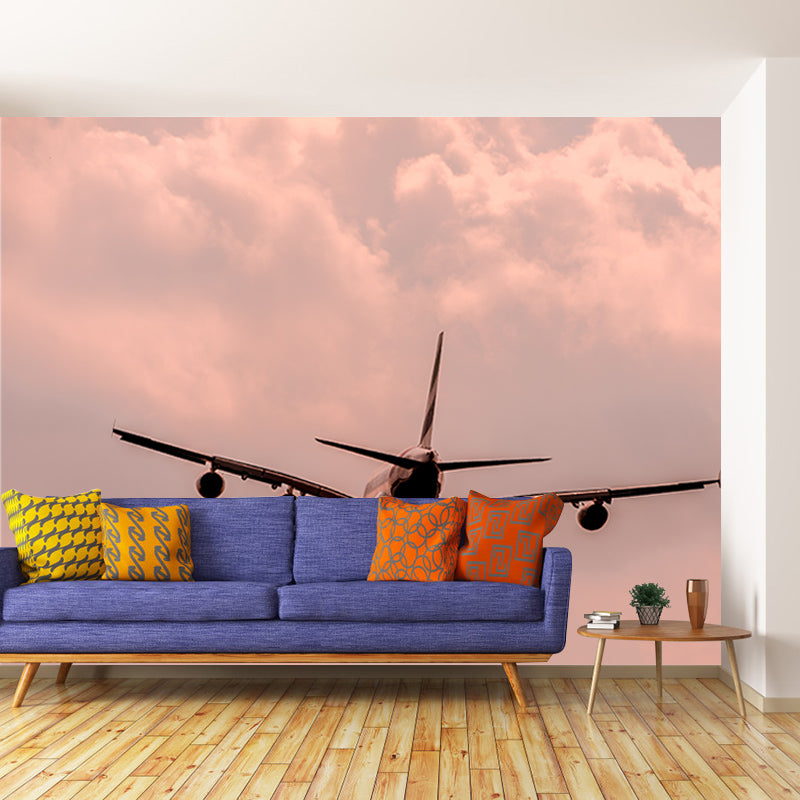 Modern Airplane Transportation Mural Wallpaper for Living Room, Waterproofing