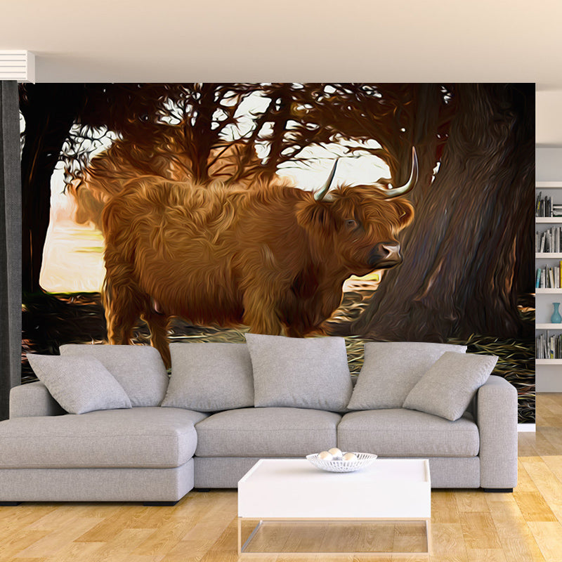 Animal Illustration Removable Wall Mural for Sitting Room, Made to Measure