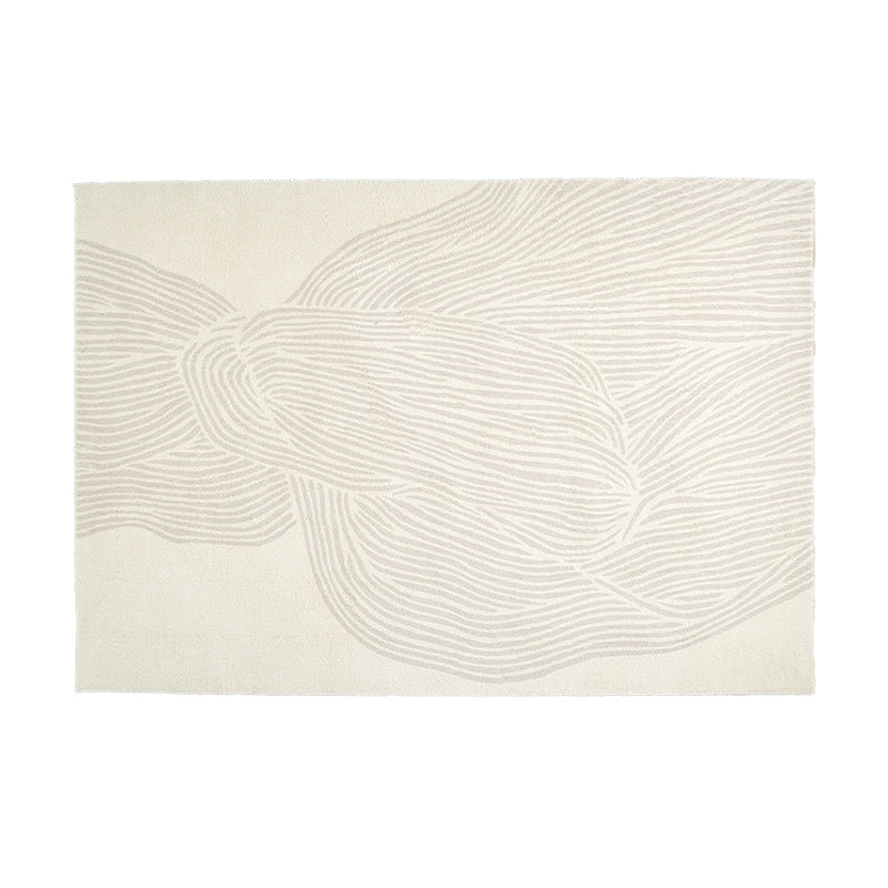 Beige Modern Rug Polyester Stripe Area Rug Non-Slip Backing Rug for Living Room