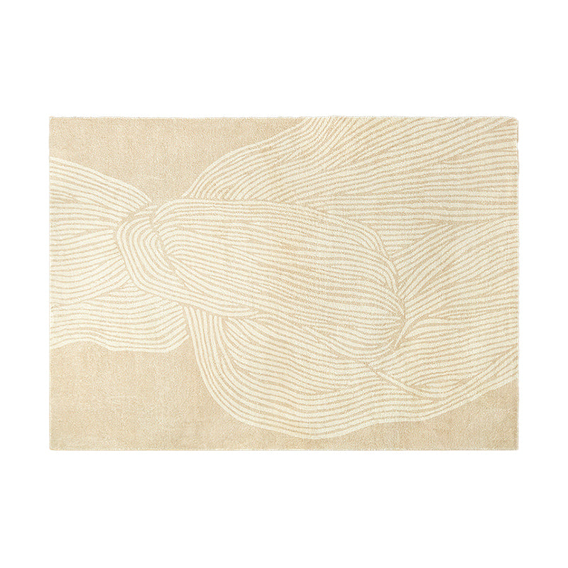 Beige Modern Rug Polyester Stripe Area Rug Non-Slip Backing Rug for Living Room