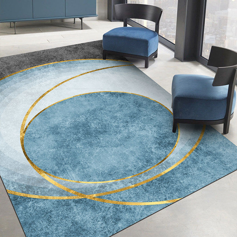 Gold Modern Carpet Polyester Graphic Carpet Non-Slip Backing Carpet for Living Room