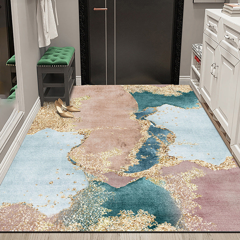 Gold Modern Carpet Polyester Graphic Carpet Non-Slip Backing Carpet for Living Room