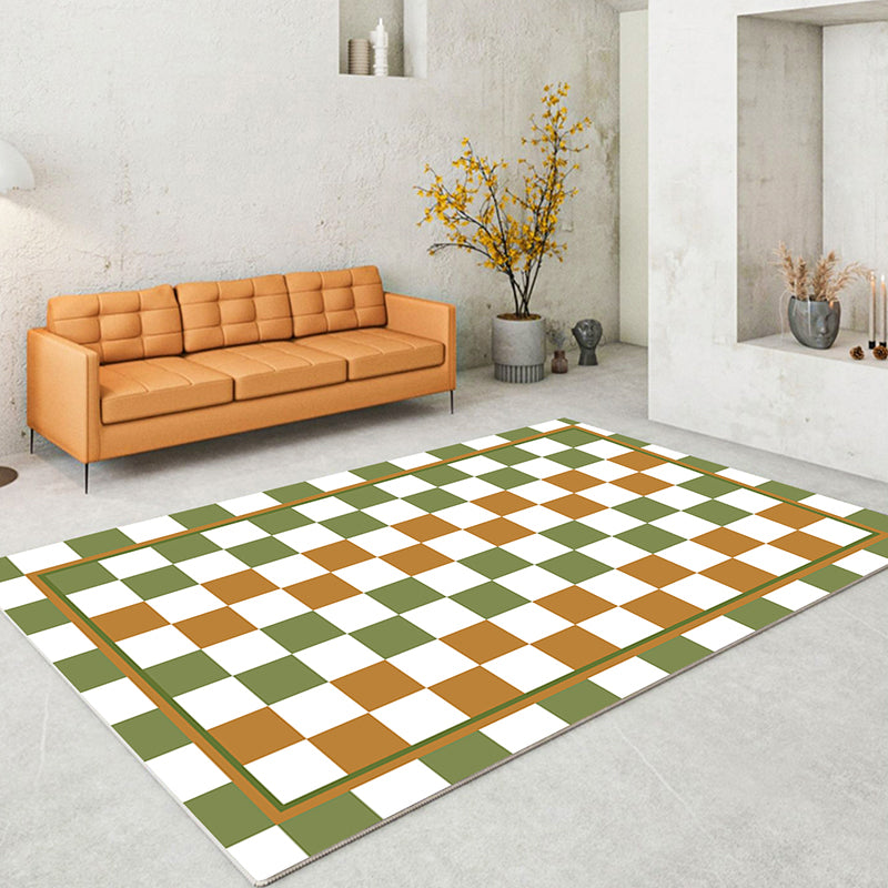 Contemporary Checkered Print Rug Polyester Area Carpet Stain Resistant Indoor Rug for Living Room