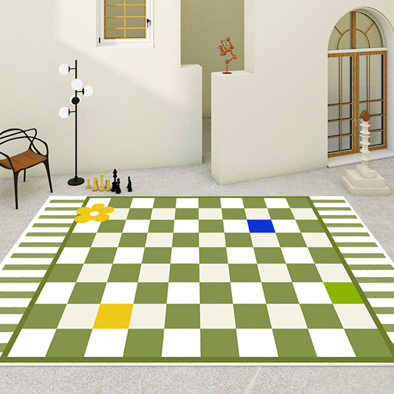 Contemporary Checkered Print Rug Polyester Area Carpet Stain Resistant Indoor Rug for Living Room