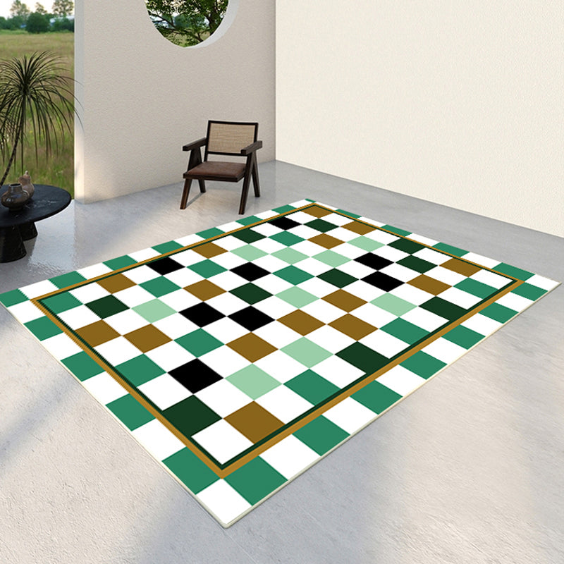 Contemporary Checkered Print Rug Polyester Area Carpet Stain Resistant Indoor Rug for Living Room