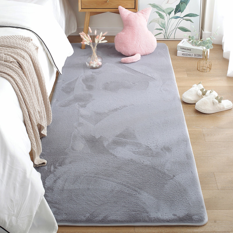 Blue Area Carpet Pure Color Polyester Area Rug Stain Resistant Washable Rug for Bedroom