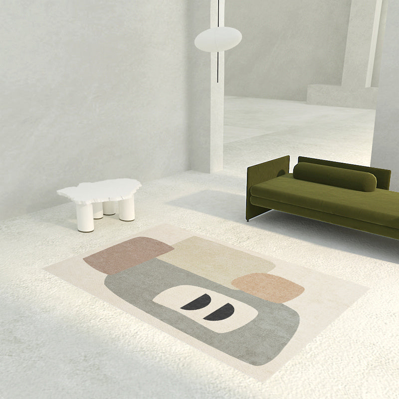 Contemporary Indoor Carpet Contrast Panel Casual PVC Rug StainResistant Washable Area Carpet