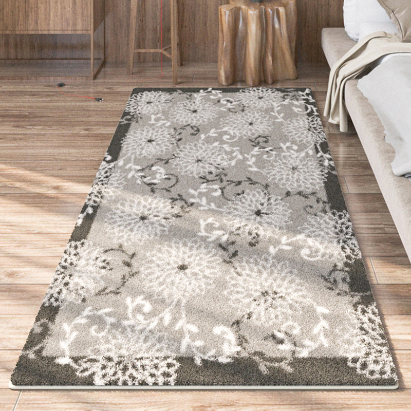 Tapis de motif graphique fantaisie Rapier en polyester gris Tapis de support de tapis sans glissement pour le salon
