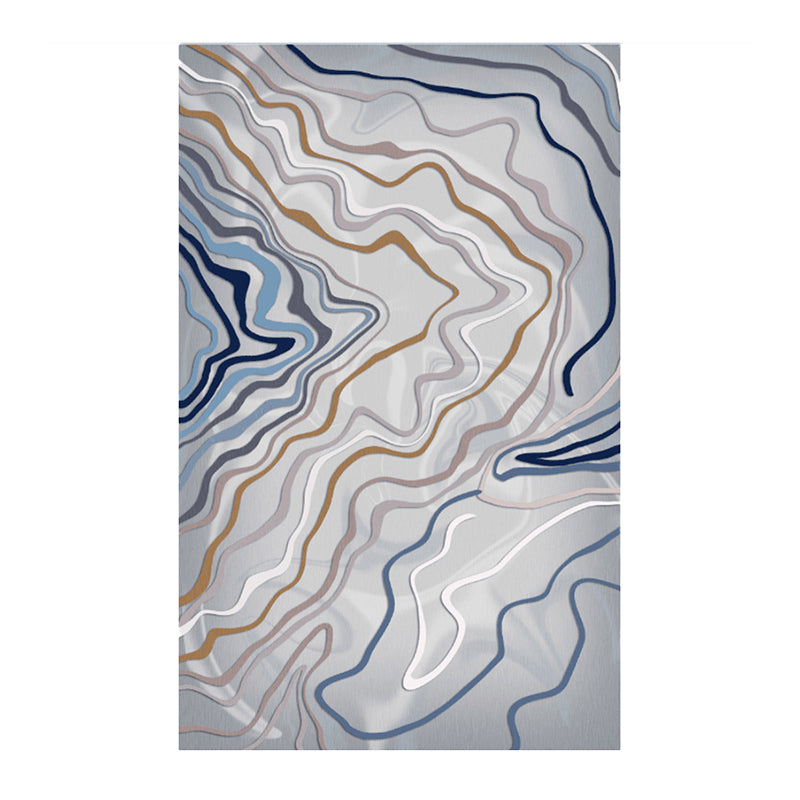 Bold Abstract Pattern Carpet Washable Trendy Area Rug Polyster Non-Slip Backing Rug for Living Room