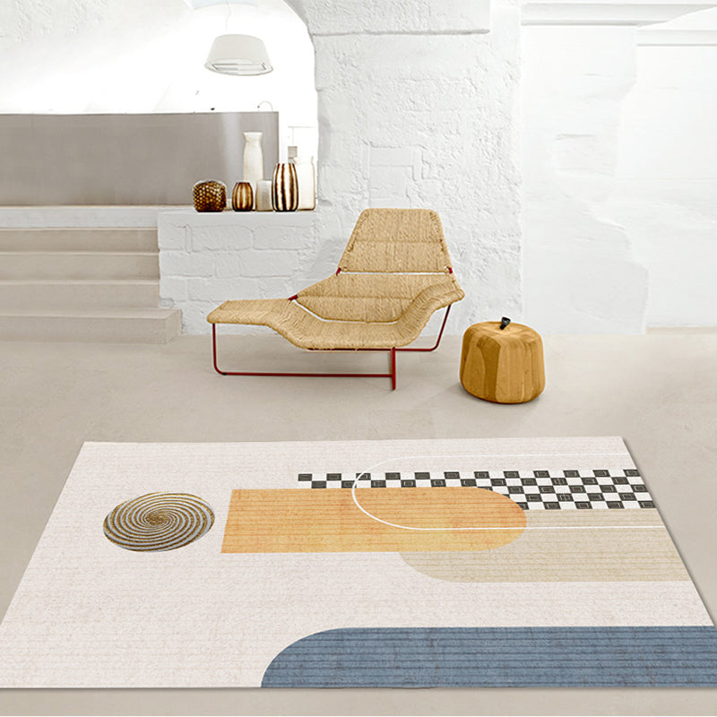 Artistic Contrast Panel Rug Casual PVC Carpet Friendly Washable Area Carpet for Home Decor