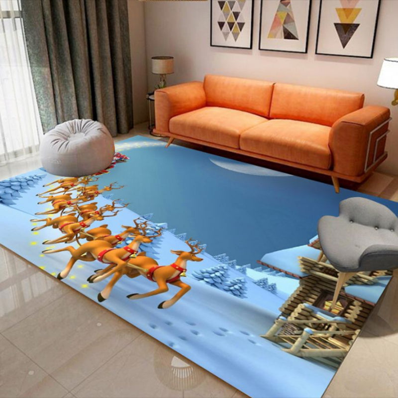 Light Modern Rug Polyester Santa Claus Area Rug Non-Slip Backing Rug for Drawing Room