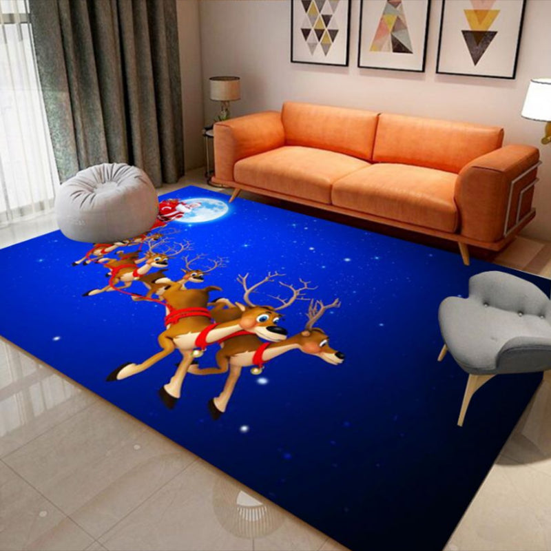 Light Modern Rug Polyester Santa Claus Area Rug Non-Slip Backing Rug for Drawing Room