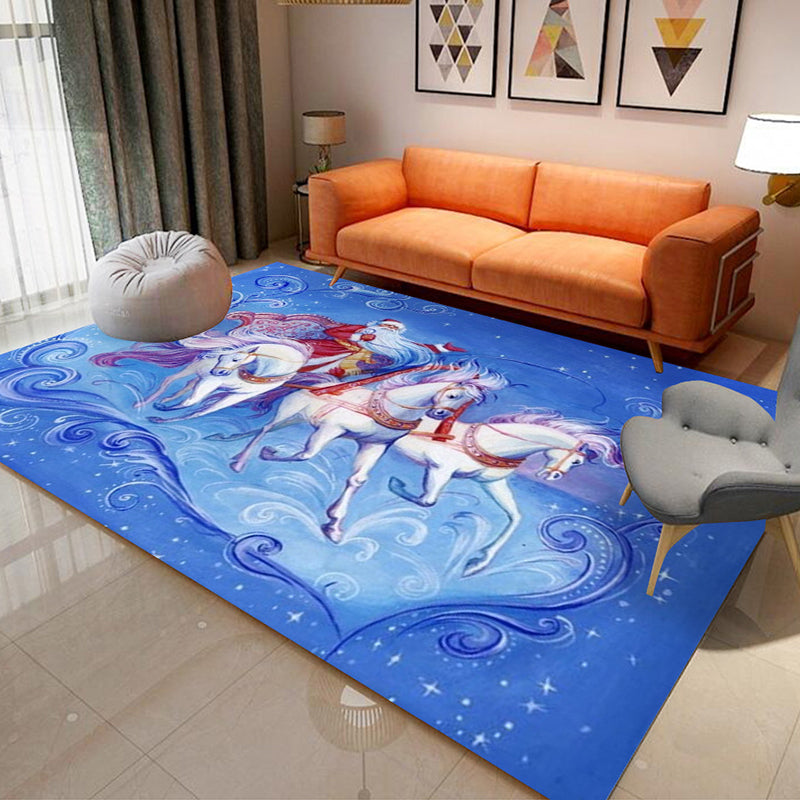 Light Modern Rug Polyester Santa Claus Area Rug Non-Slip Backing Rug for Drawing Room