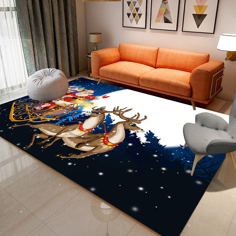 Purple Modern Indoor Rug Polyester Horse Area Rug Non-Slip Backing Rug for Drawing Room