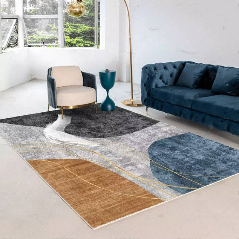 Yellow Geometric Print Area Rug Modern Polyester Area Carpet Non-Slip Backing Rug for Living Room