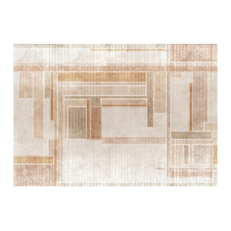 Grey Geometric Pattern Area Rug Modern Polyester Area Carpet Anti-Slip Backing Rug for Home Decor