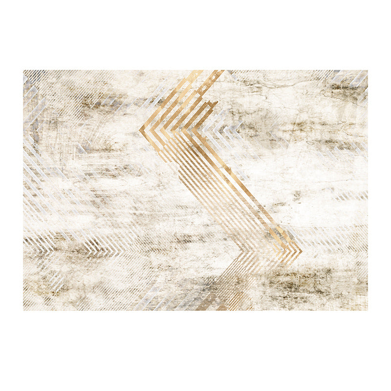 Grey Geometric Pattern Area Rug Modern Polyester Area Carpet Anti-Slip Backing Rug for Home Decor