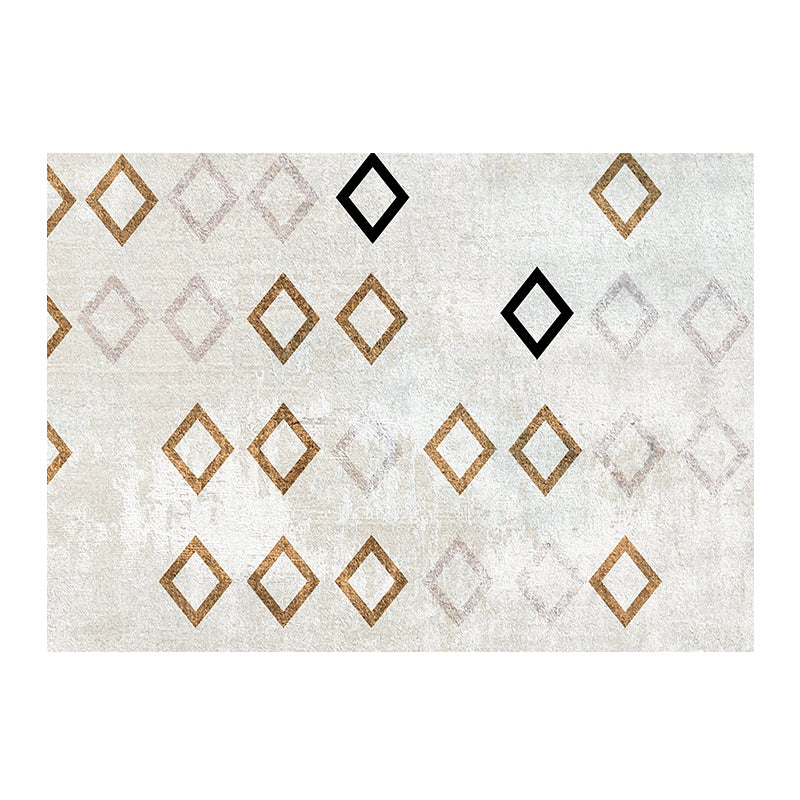 Brown Modern Area Rug Geometric Pattern Polyester Area Carpet Stain Resistant Rug for Living Room