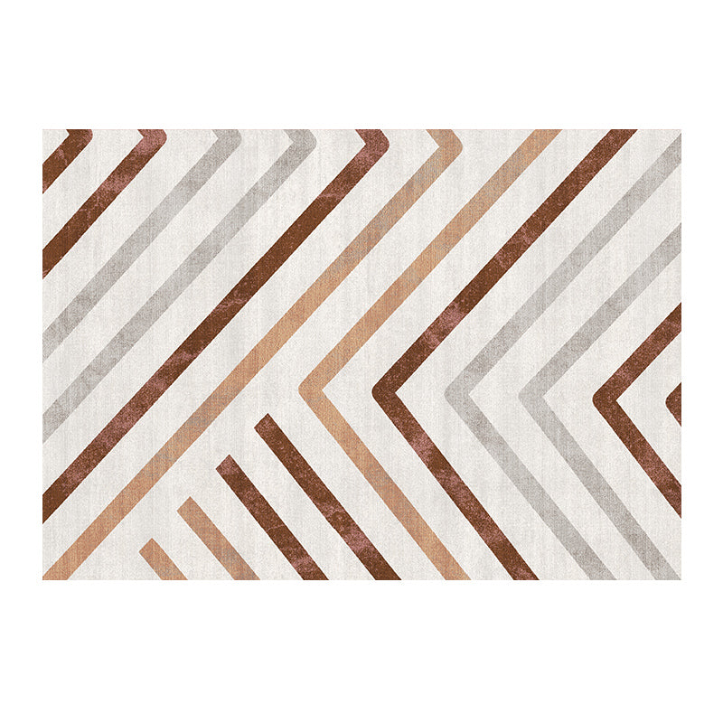 Brown Modern Area Rug Geometric Pattern Polyester Area Carpet Stain Resistant Rug for Living Room