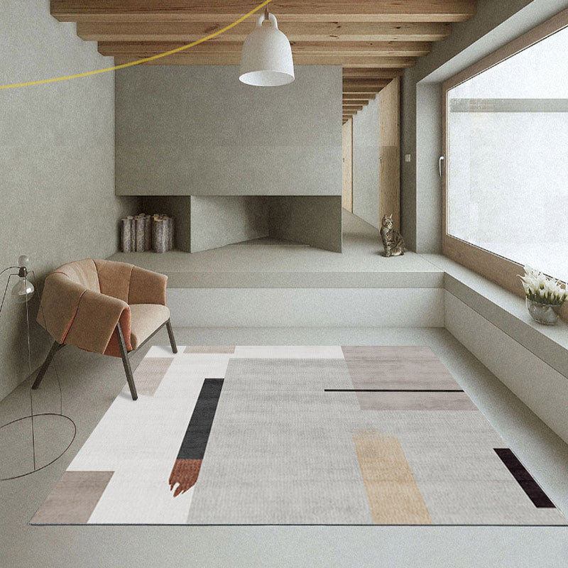 Modern Carpet Color Block Artistic Area Rug Polyester Stain Resistant Indoor Rug for Home Decoration