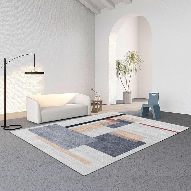 Modern Carpet Color Block Artistic Area Rug Polyester Stain Resistant Indoor Rug for Home Decoration