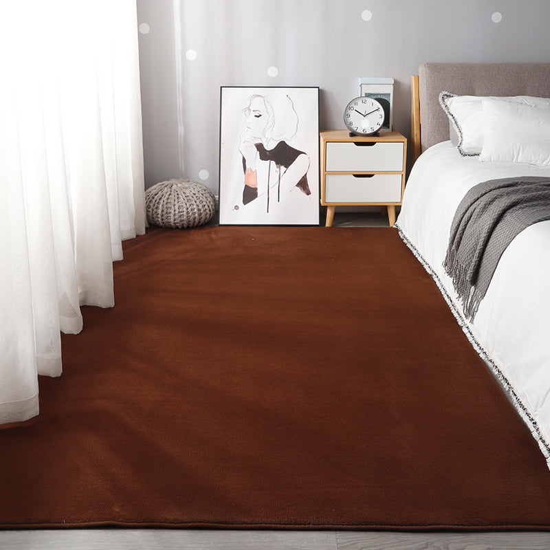 Tapis contemporain solide à shag en polyester